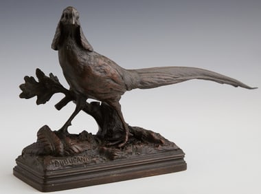 After Alfred Dubucand (French, 1810-1879) "Cock Pheasant," 20th c., H.-7 1/4 in., W.- 12 in., D.- 2