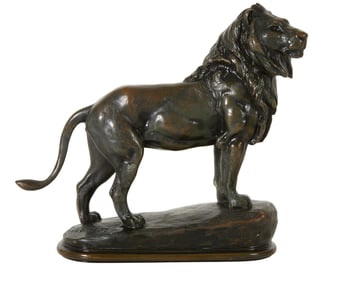 Antoine Louis Barye (French, 1839-1882), "Lion Debout," 20th c., H.- 8 in., W.- 8 in., D.- 2 3/4 in.