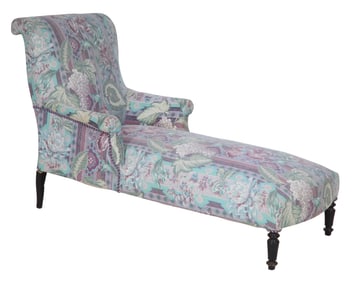 French Napoleon III Ebonized Chaise Lounge, late 19th c., H.- 40 in., W.- 29 in., L.- 59 in.