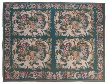 Chinese Needlepoint Carpet/Wall Hanging, 20th c., H.- 92 in., W.- 110 in.