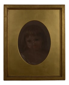 American School, "Bust of a Young Girl," late 19th c., Sight- H.- 11 1/4 in., W.- 8 1/4 in., Framed-