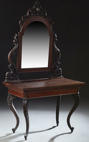 American Carved Inlaid Mahogany Duchesse, 19th c., H.- 74 in., W.- 39 3/4 in., D.- 24 in.