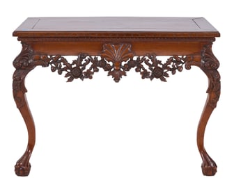 Irish Chippendale Style Carved Mahogany Console, 19th c., H.- 35 in., W.- 46 in., D.- 21 in.