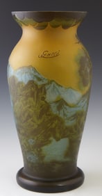 After Emile Galle (French, 1846-1904), Large Style Scenic Cameo Vase, 20th c., H.- 15 in., Dia.- 7