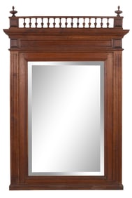 French Henri II Style Carved Oak Overmantel Mirror, late 19th c., H.- 56 in., W.- 40 in., D.- 5 in.