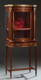 French Bronze Line Inlaid Ormolu Mounted Table Top Vitrine, 20th c., H.- 66 in., W.- 26 3/4 in., D.-