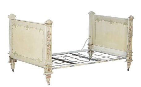 French Provincial Empire Style Folding Iron Bed, late 19th c., H.- 38 in., Int. W.- 42 in., Int. D.-
