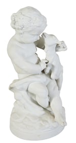 After Claude Michel Clodion (French, 1738-1814), French Bisque Figural Group of "Bacchus Child"