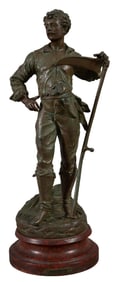 After Emile Bruchon (French, 1806-1895), "Le Faucheur," H.- 16 3/4 in., W.- 7 in., D.- 5 in.
