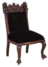 American Renaissance Carved Mahogany Hall Chair, Attributed to S. Karpen & Bros., Chicago, IL, late