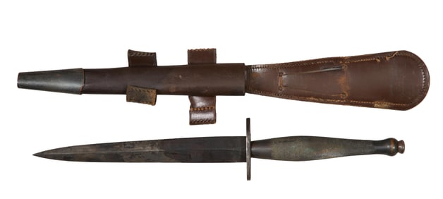 Second Pattern Fairbairn Sykes Combat Knife, 20th c., H.- 11 5/8 in., W.- 1 15/16 in.