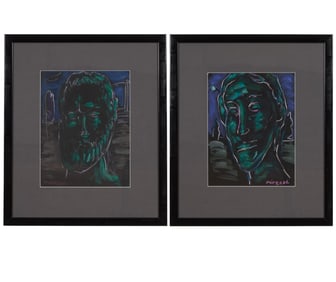 Dan Piersol (New Orleans/Mississippi, b. 1947), Pair of Bust Portraits in the Park, Each Sight- H.-