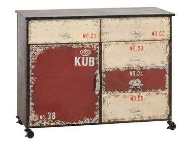 British Industrial Painted Iron Cabinet, 21st c., H.- 32 in., W.- 41 in., D.- 18 1/8 in.