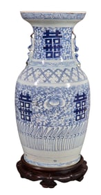 Chinese Porcelain Blue and White Baluster Vase, 20th c., H.- 17 1/8 in., Dia.- 8 3/4 in.