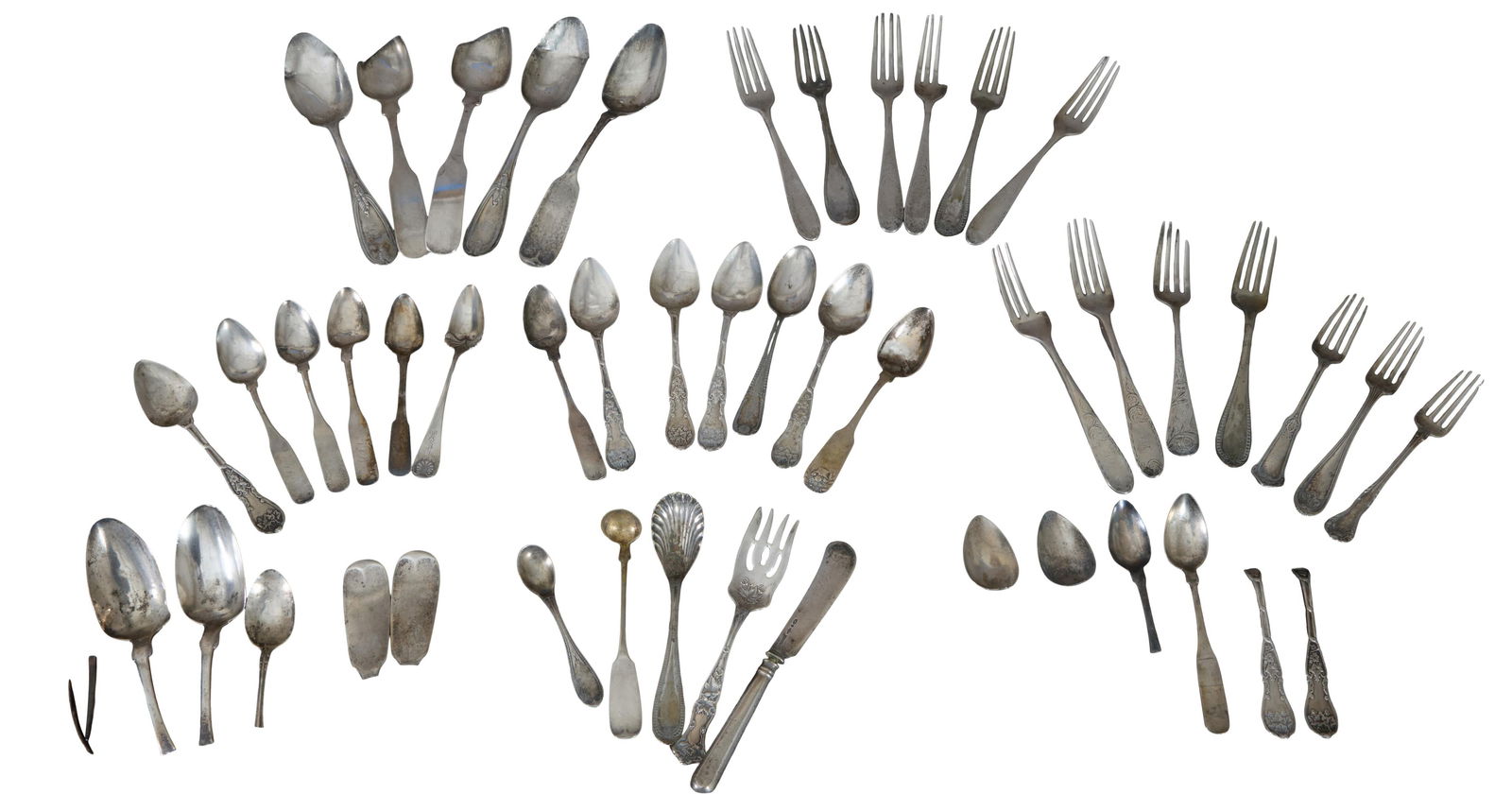 Thirty-Seven Pieces of Coin Silver Flatware, App. Total Wt.- 40.0 Troy oz. (37 Pcs.) (1 of 5)