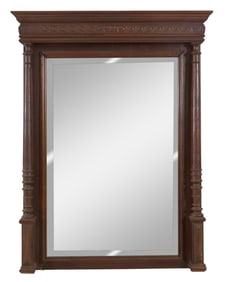 French Henri II Style Walnut Overmantel Mirror, late 19th c., H.- 45 1/4 in., W.- 34 in., D.- 4 in.