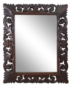 French Henri II Style Carved Walnut Cushion Mirror, 20th c., H.- 36 in., W.- 30 in., D.- 4 in.