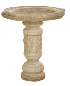 Cast Stone Bird Bath, 20th c., H.- 32 1/2 in., Dia.- 26 1/2 in.
