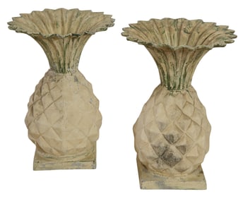 Large Pair of Unusual Metal Pineapple Planters, 20th/21st c., H.- 28 1/2 in., Dia.- 20 in. (2 Pcs.)