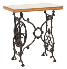 French Parisian Marble Top Bistro Table, 20th c., H.- 31 in., W.- 28 1/2 in., D.- 16 1/2 in.