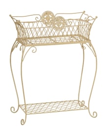 French Provincial Creme Peinte Iron Jardiniere, 20th c., H.- 30 in., W.- 24 in., D.- 12 in.