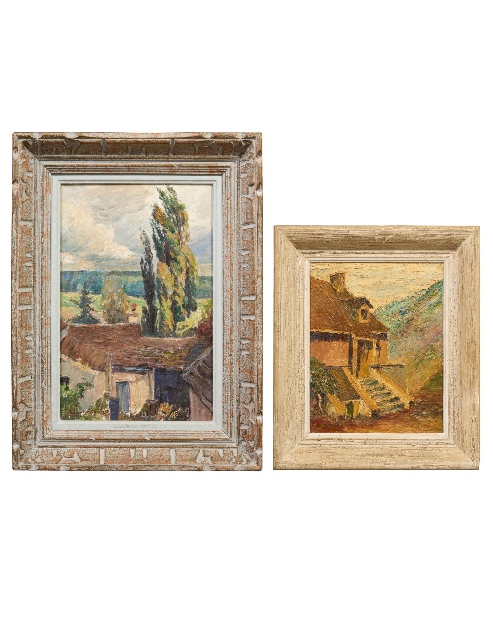 Two French School Paintings, early to mid 20th c., Larger- H.- 16 1/8 in., W.- 10 5/8 in., Framed- (1 of 10)