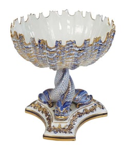Royal Worcester Dolphin Compote, 19th c., H.- 6 5/8 in., Dia.- 6 3/8 in.