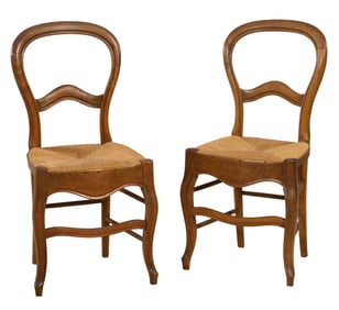 Pair of Louis Philippe Cherry Side Chairs, 19th c., Each- H.- 35 in., W.- 16 1/2 in., D.- 15 in. (2
