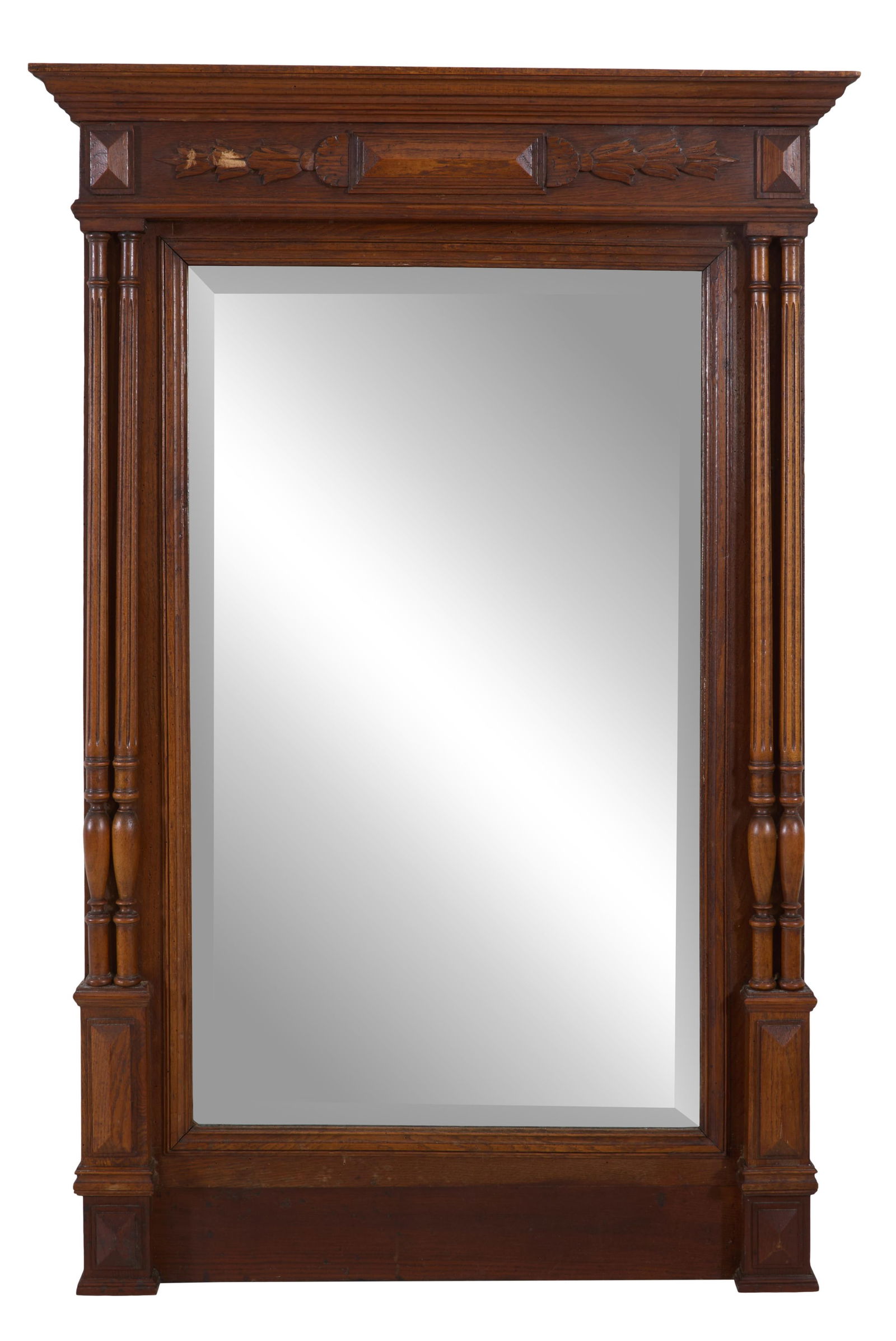 French Henri II Style Walnut Overmantel Mirror, late 19th c., H.- 50 in., W.- 36 in., D.- 5 in. (1 of 1)