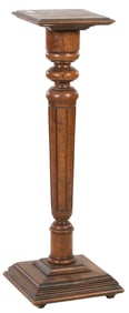 French Louis XVI Style Carved Walnut Pedestals, c. 1900, H.- 42 1/2 in., W.- 11 1/2 in., D.- 11 1/2
