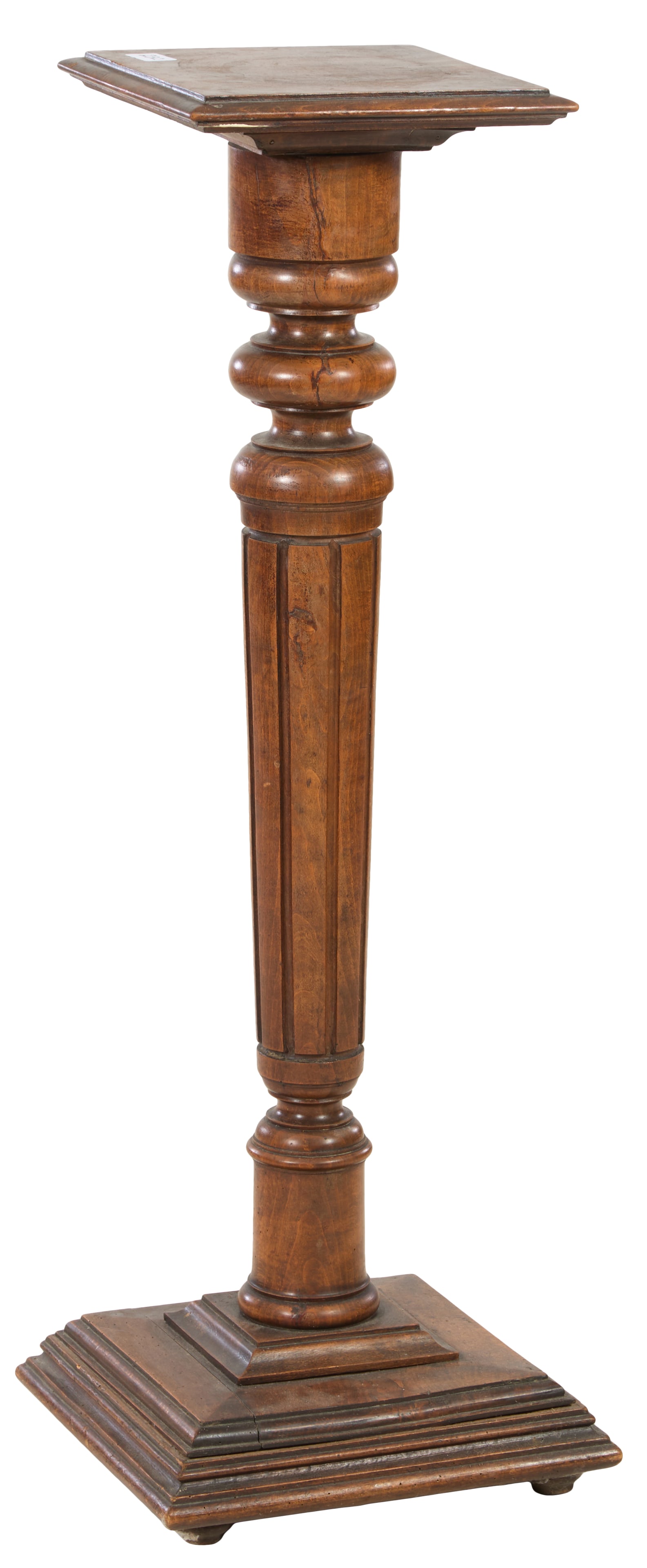 French Louis XVI Style Carved Walnut Pedestals, c. 1900, H.- 42 1/2 in., W.- 11 1/2 in., D.- 11 1/2 (1 of 1)