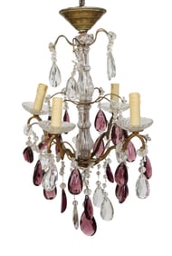 French Louis XV Style Bronze and Crystal Four Light Chandelier, late 19th c., H.- 19 in., W.- 16