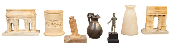 Seven Pieces of Classical Decoration, 19th c., Arch- H.- 4 1/2 in., W.- 4 in., D.- 1 5/8 in. (7