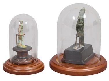 Two Small Bronze Egyptian Figures, early 20th c., Horus- H.- 2 3/4 in., W.- 1/2 in., D.- 1 3/16 in.;