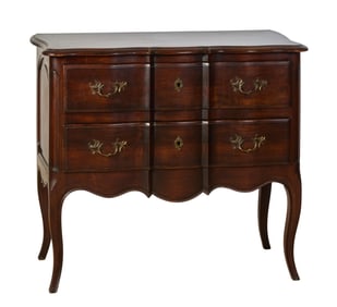 French Louis XV Style Walnut Commode, 20th c., H.- 33 1/2 in., W.- 38 in., D.- 19 3/4 in.