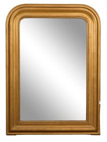 Diminutive French Louis Philippe Gilt and Gesso Overmantel Mirror, c. 1860, H.- 36 in., W.- 25 3/4