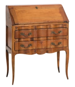 French Louis XV Style Cherry Fall Front Secretary, 20th c., H.- 39 1/2 in., W.- 31 1/2 in., D.- 16