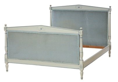 French Empire Style Creme Peinte Double Bed, 20th c., H.- 45 in., W.- 54 in., D.- 75 in.
