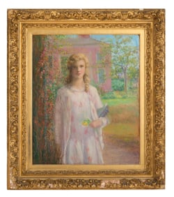 Jean Nutting Oliver (American, 1883-1946), "Portrait of a Girl," H.- 30 in., W.- 24 3/4 in., Framed-