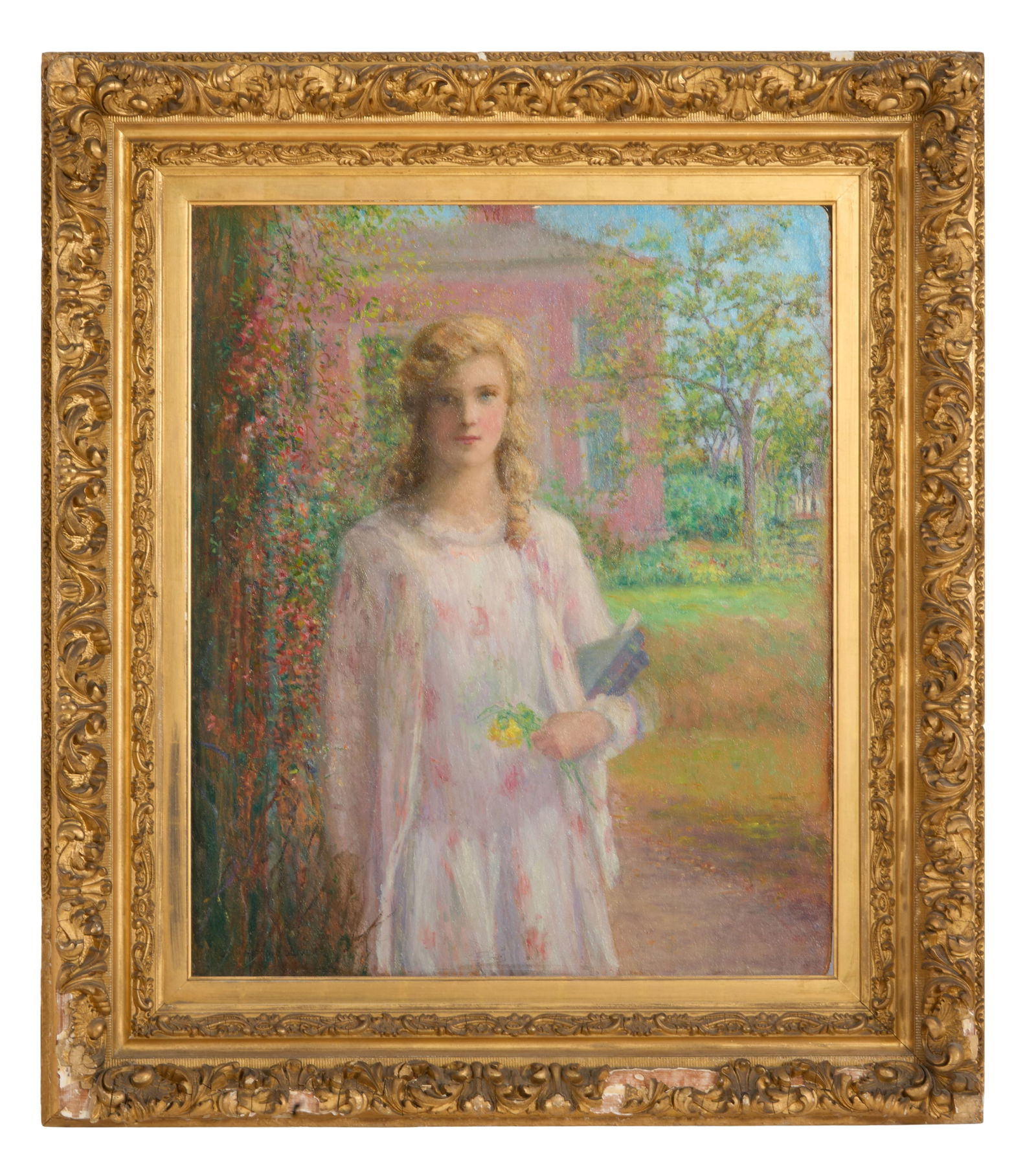 Jean Nutting Oliver (American, 1883-1946), "Portrait of a Girl," H.- 30 in., W.- 24 3/4 in., Framed- (1 of 13)