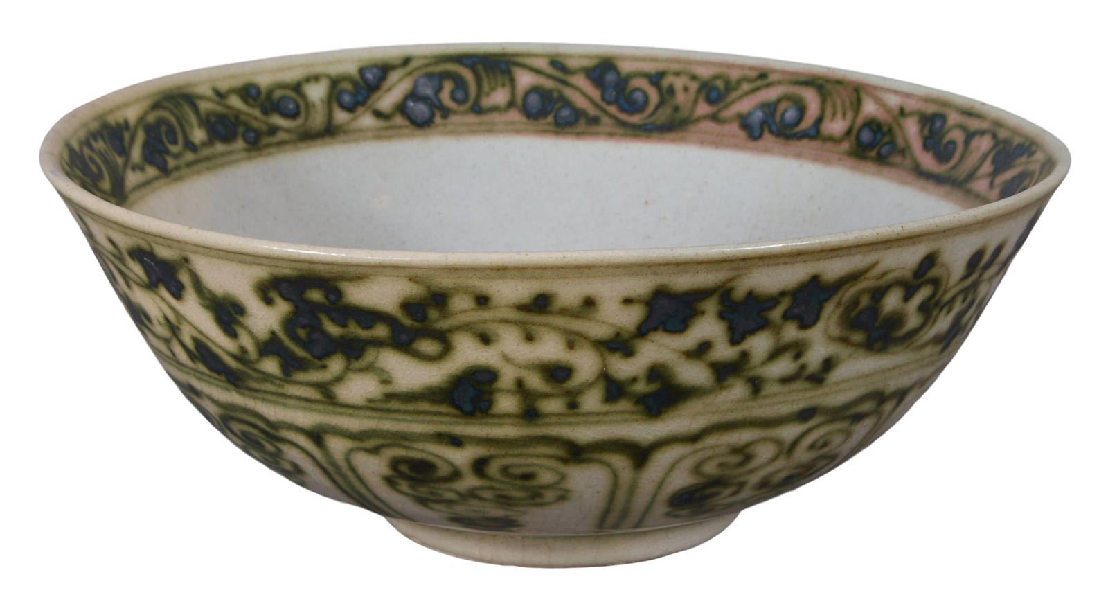 Chinese Ceramic Punch Bowl, 18th c., H.- 5 in., Dia.- 12 3/4 in.