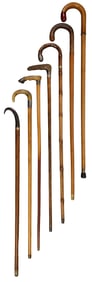 Group of Seven Walking Canes, early 20th c., Flashlight- H.- 35 1/2 in. (7 Pcs.)
