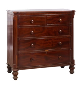 American Late Classical Walnut Gentleman's Chest of Drawers, mid 19th c., H.- 46 in., W.- 46 in.,