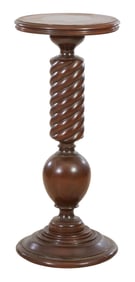Continental Turned Twisted Walnut Pedestal, late 19th c., H.- 36 in., Dia.- 16 in.
