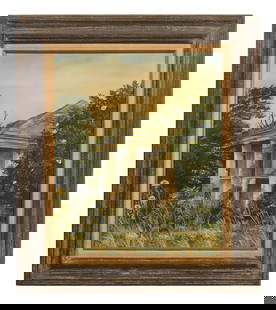 Erline August (American/Louisiana, 1926-2004), "Abandoned Plantation," H.- 24 in., W.- 20 in.,: Erline August (American/Louisiana, 1926-2004), "Abandoned Plantation," oil on canvas, signed lower right, presented in a wood frame, H.- 24 in., W.- 20 in., Framed- H.- 32 in., W.- 28 1/2 in. Provenan
