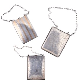 Three Sterling Change Purses, early 20th c., Note- H.- 4 1/2 in., W.- 3 in., D.- 5/8 in. (3 Pcs.)
