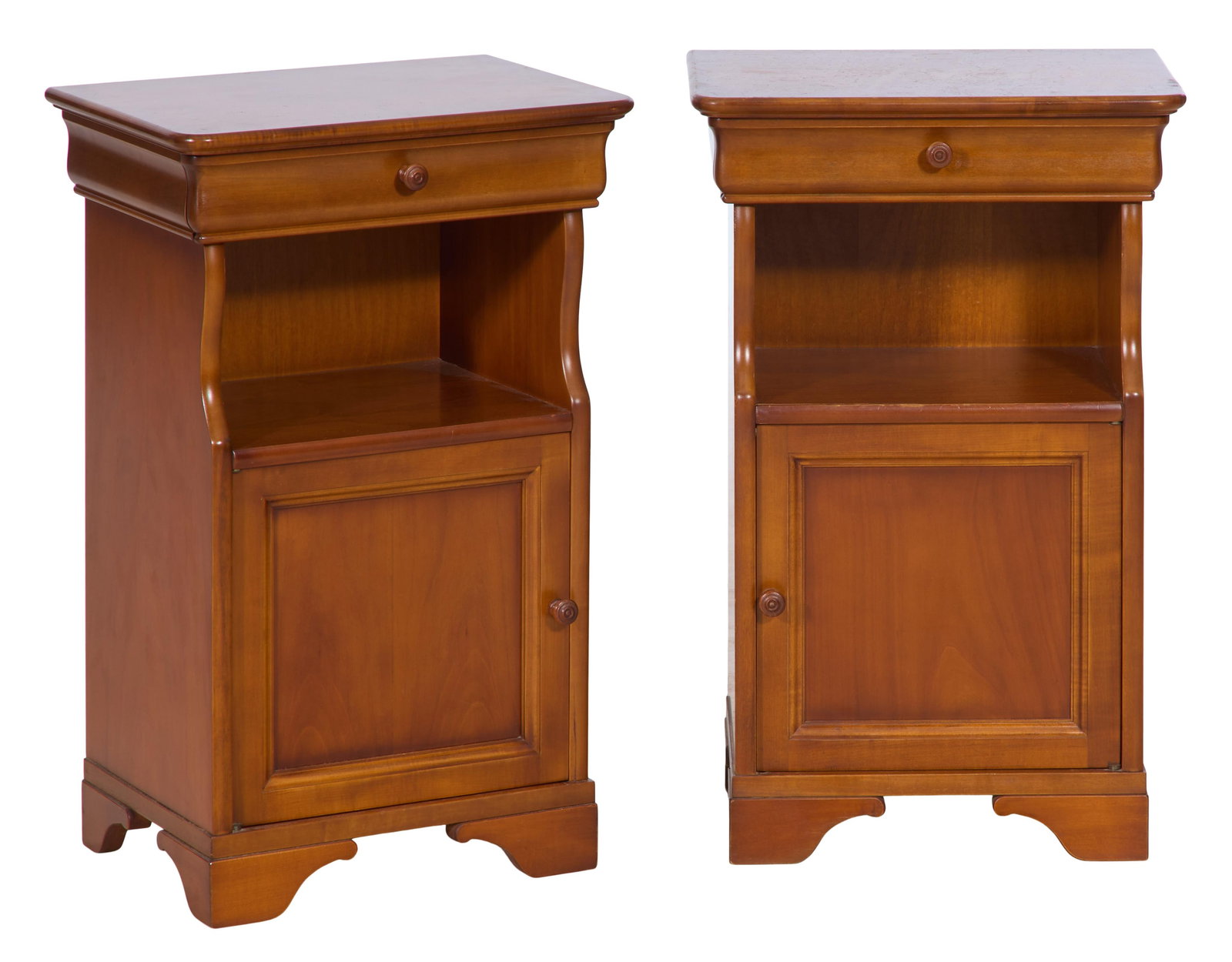 Pair of Louis Philippe Style Cherry Nightstands, 20th c., Each- H.- 28 in., W.- 17 3/4 in., D.- 12 (1 of 1)