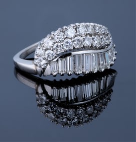 Lady's Platinum Diamond Dinner Ring, Total Diamond Wt.- app. 2.00 carats, Size- 5.
