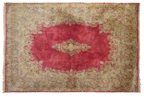 Semi-Antique Persian Kerman Carpet, 9' 9 x 13' 2.: Semi-Antique Persian Kerman Carpet, 9' 9 x 13' 2.