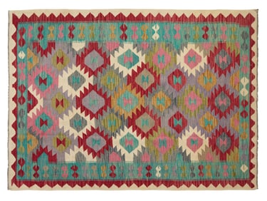 Turkish Kilim Carpet, 6' 8 x 8' 1.